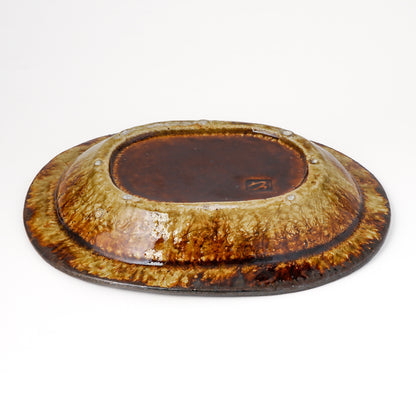 オーバル皿 約20.5cm×約25.5cm 深 茶 A