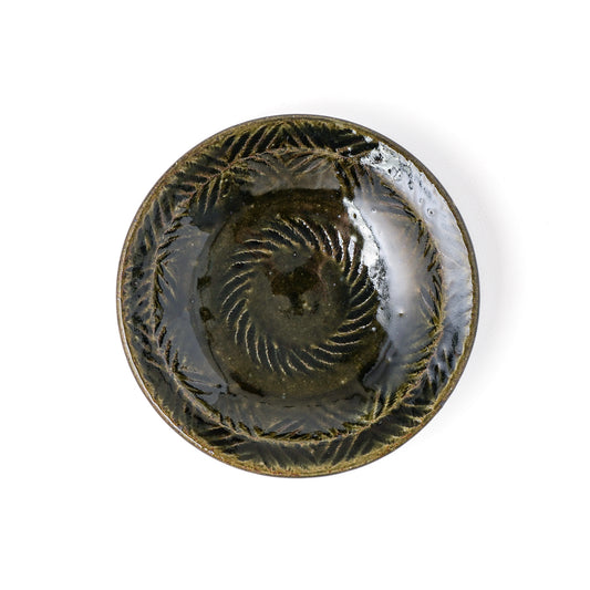 平皿 5寸(約15cm) 縁付 縄紋 呉須 A