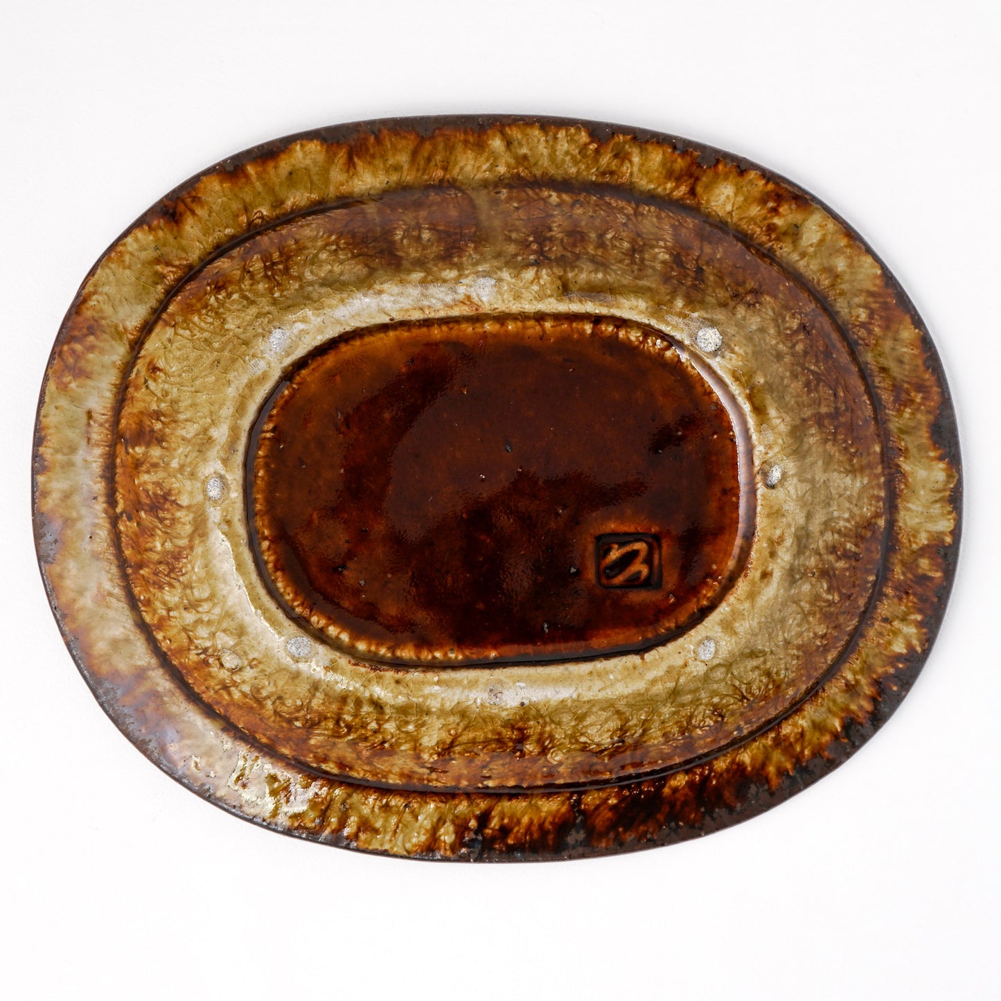 オーバル皿 約20.5cm×約25.5cm 深 茶 A