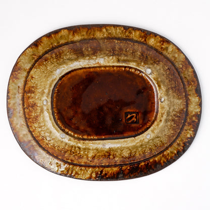オーバル皿 約20.5cm×約25.5cm 深 茶 A