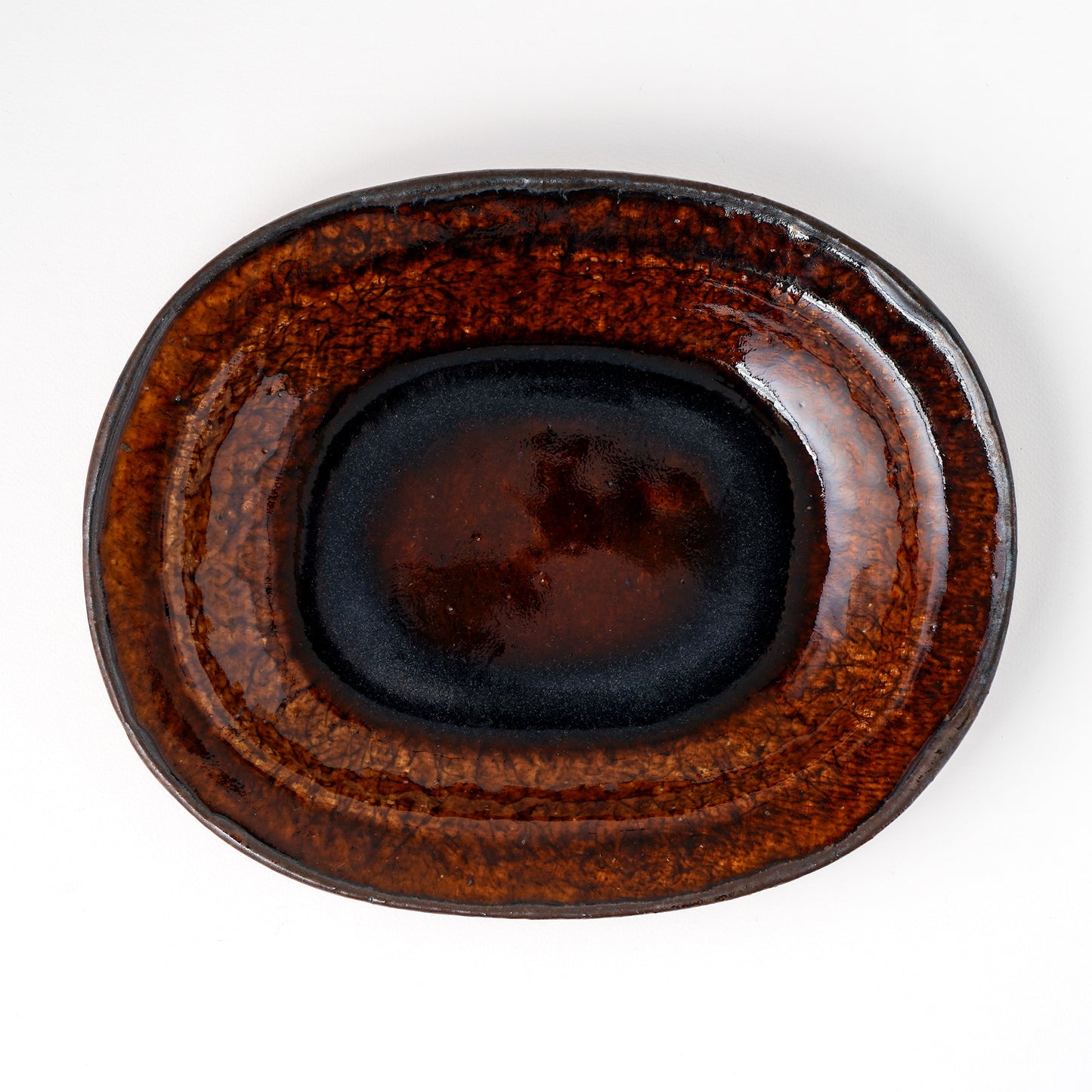 オーバル皿 約20.5cm×約25.5cm 深 茶 A