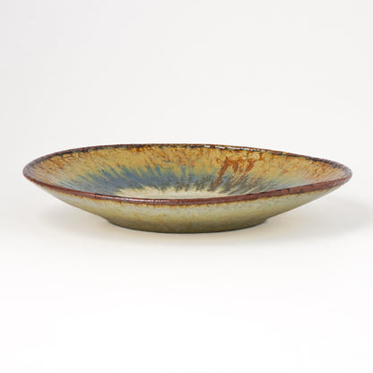 タタラ丸皿 約21cm 二彩 B