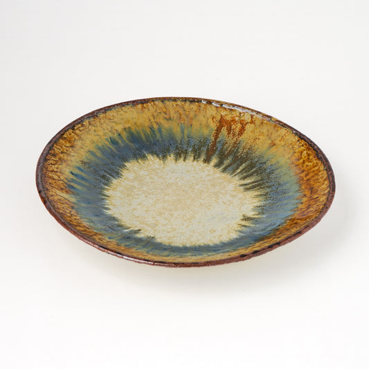 タタラ丸皿 約21cm 二彩 B