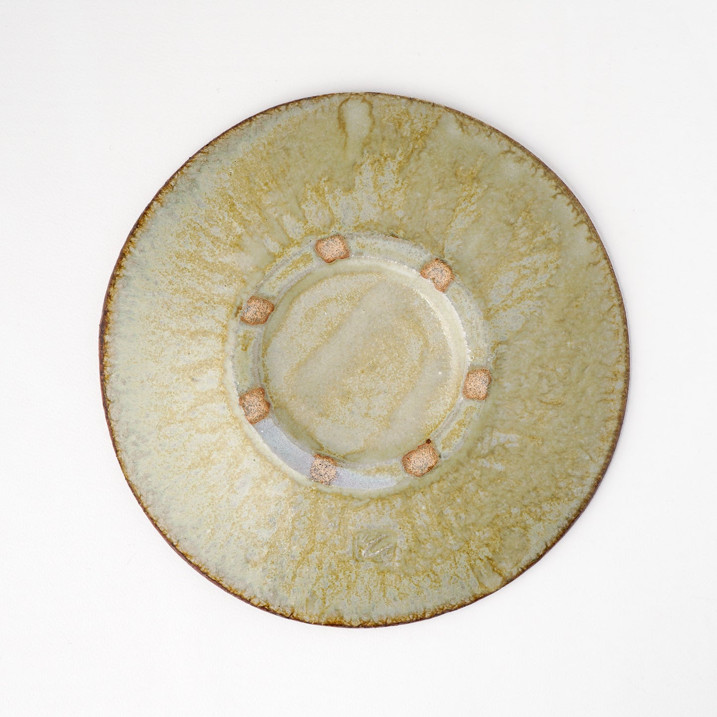 タタラ丸皿 約21cm 二彩 B