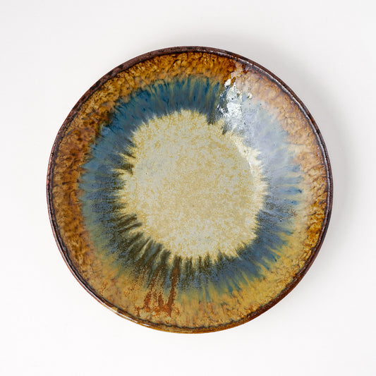 タタラ丸皿 約21cm 二彩 B