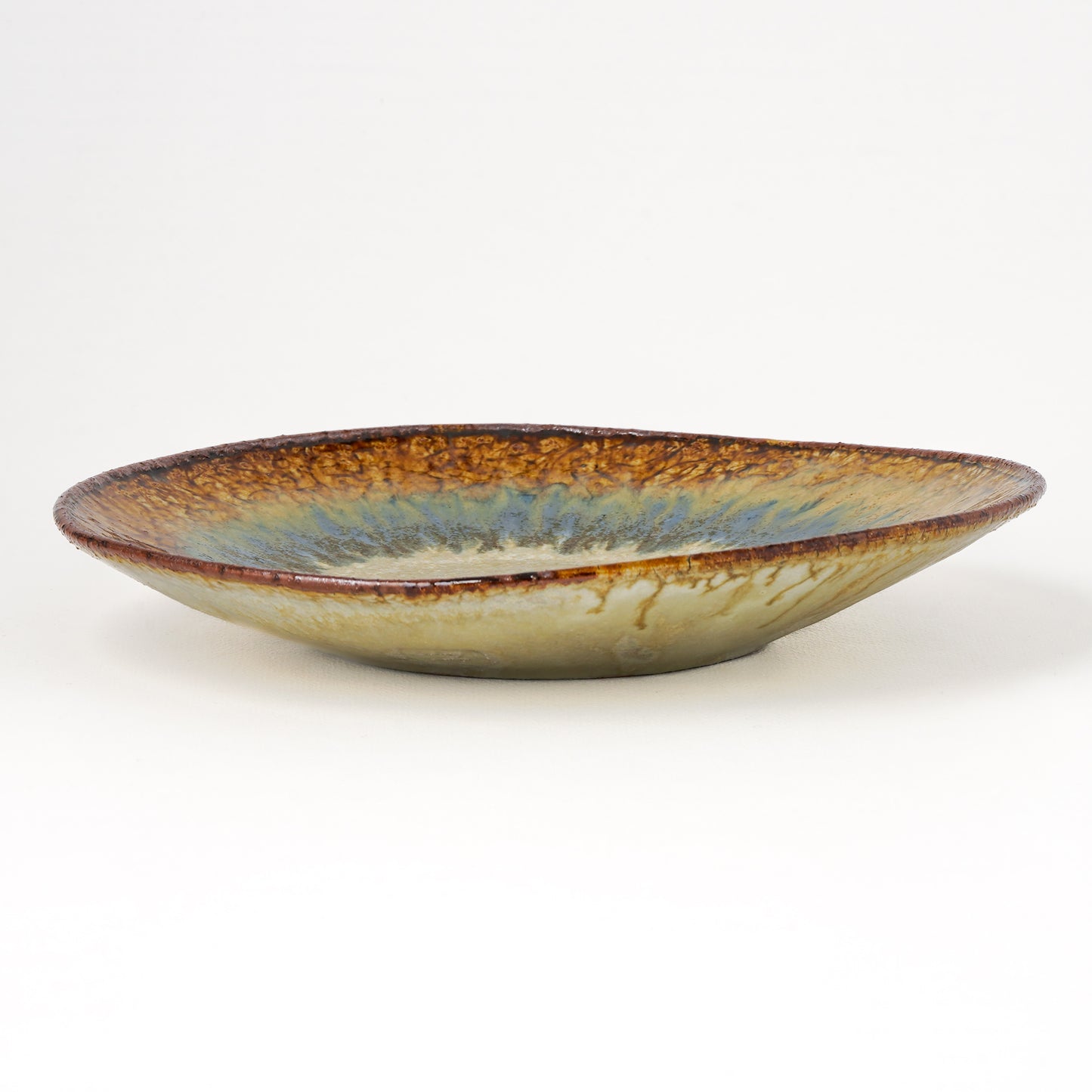 タタラ丸皿 約21cm 二彩 C