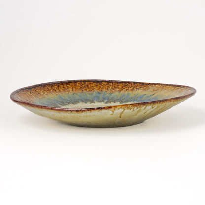 タタラ丸皿 約21cm 二彩 C