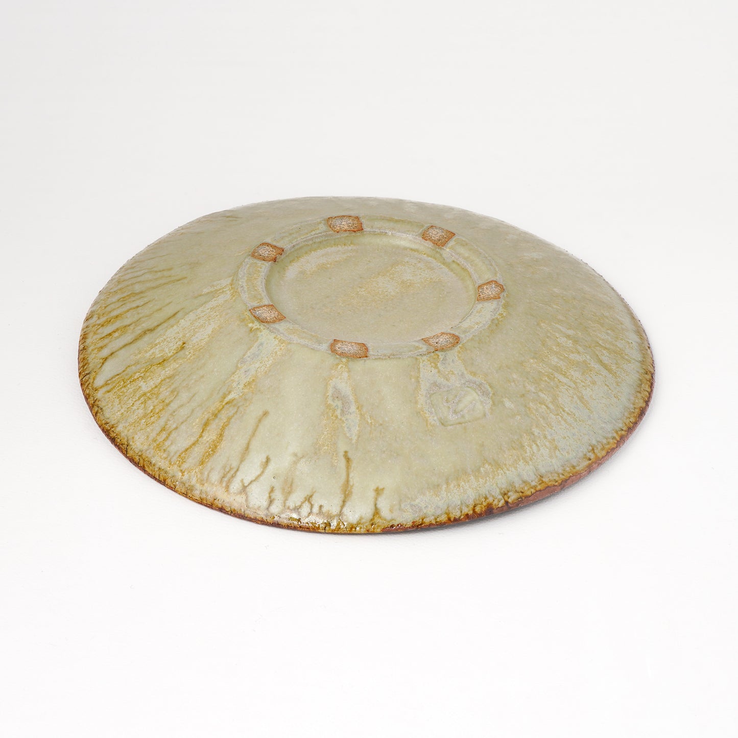 タタラ丸皿 約21cm 二彩 C