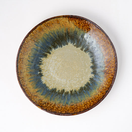 タタラ丸皿 約21cm 二彩 C