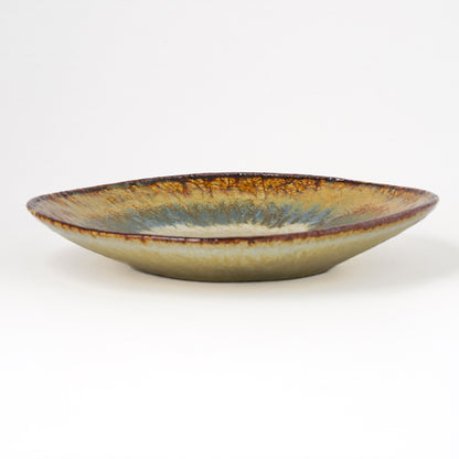 タタラ丸皿 約21cm 二彩 D