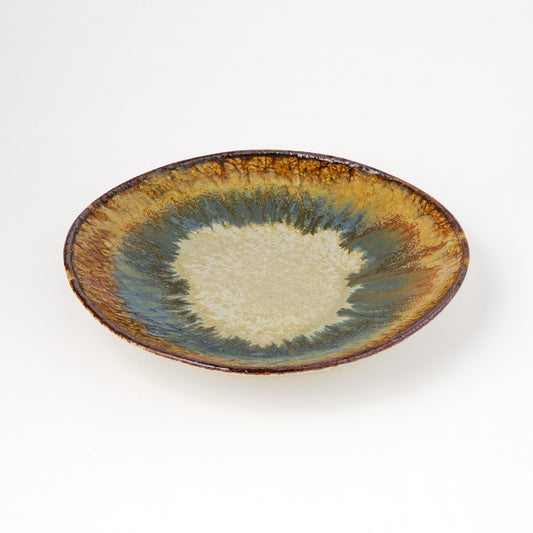 タタラ丸皿 約21cm 二彩 D