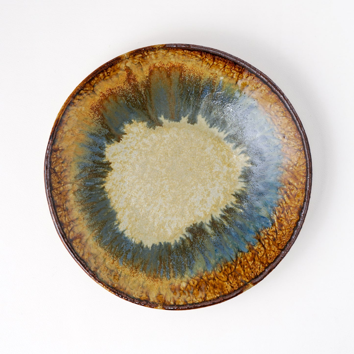 タタラ丸皿 約21cm 二彩 D