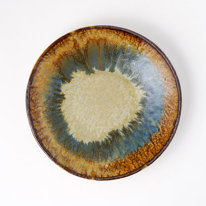 タタラ丸皿 約21cm 二彩 D