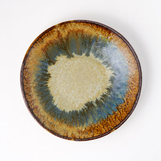 タタラ丸皿 約21cm 二彩 D