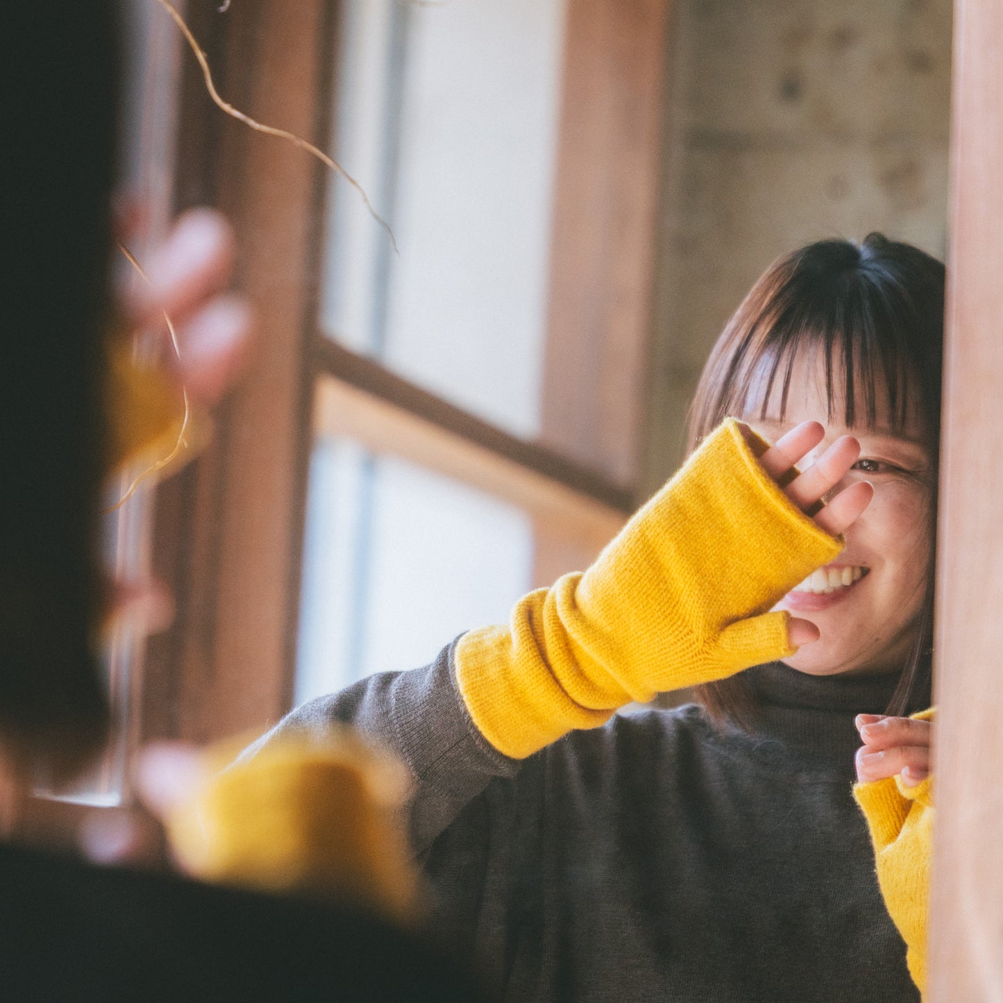 あったかデミグローブ フリーサイズ 杢ミント
