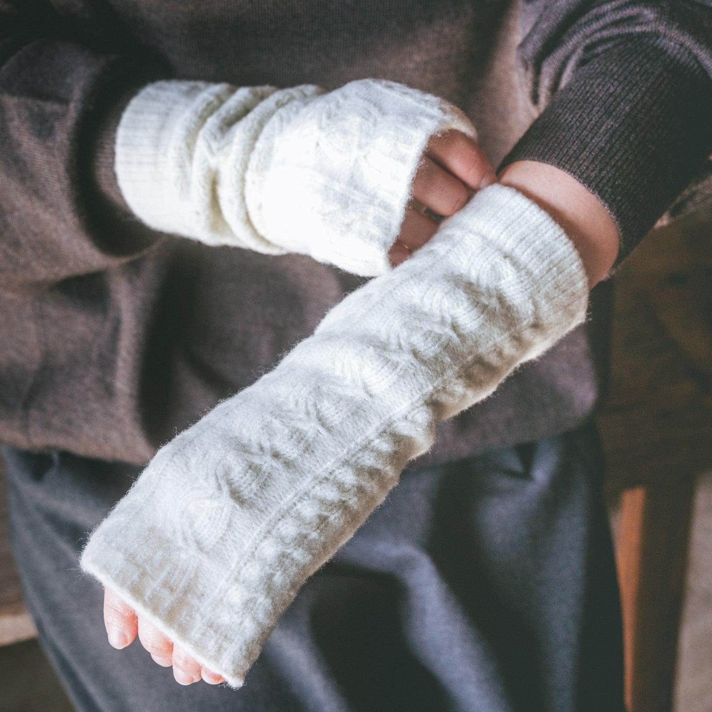 あったかデミグローブ フリーサイズ 杢ミント