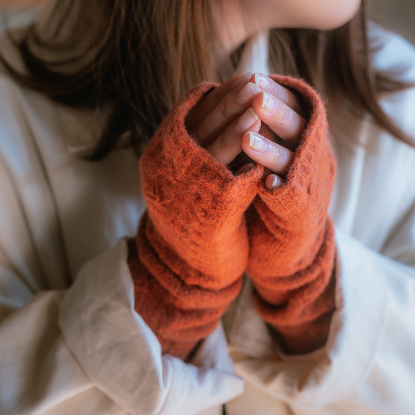 あったかデミグローブ フリーサイズ 杢ミント