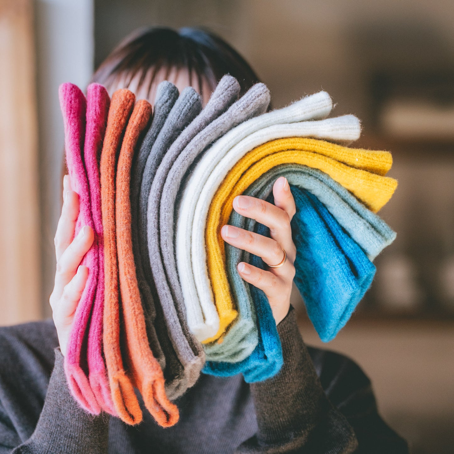 あったかデミグローブ フリーサイズ 杢ミント