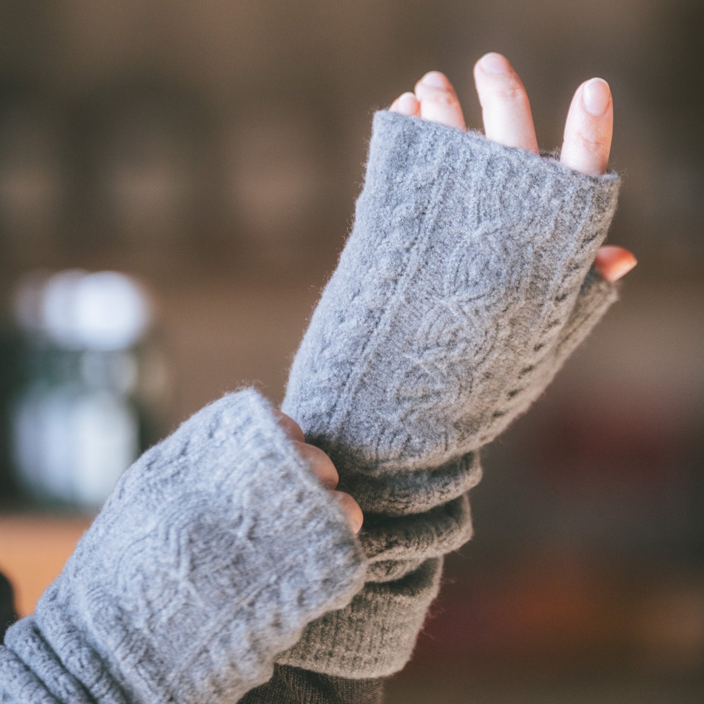 あったかデミグローブ フリーサイズ 杢ミント