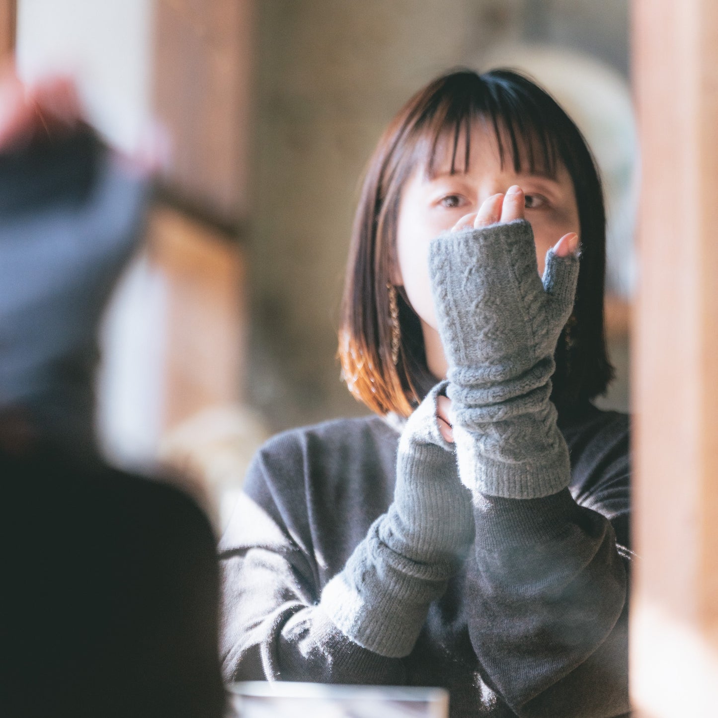 あったかデミグローブ フリーサイズ 杢ミント