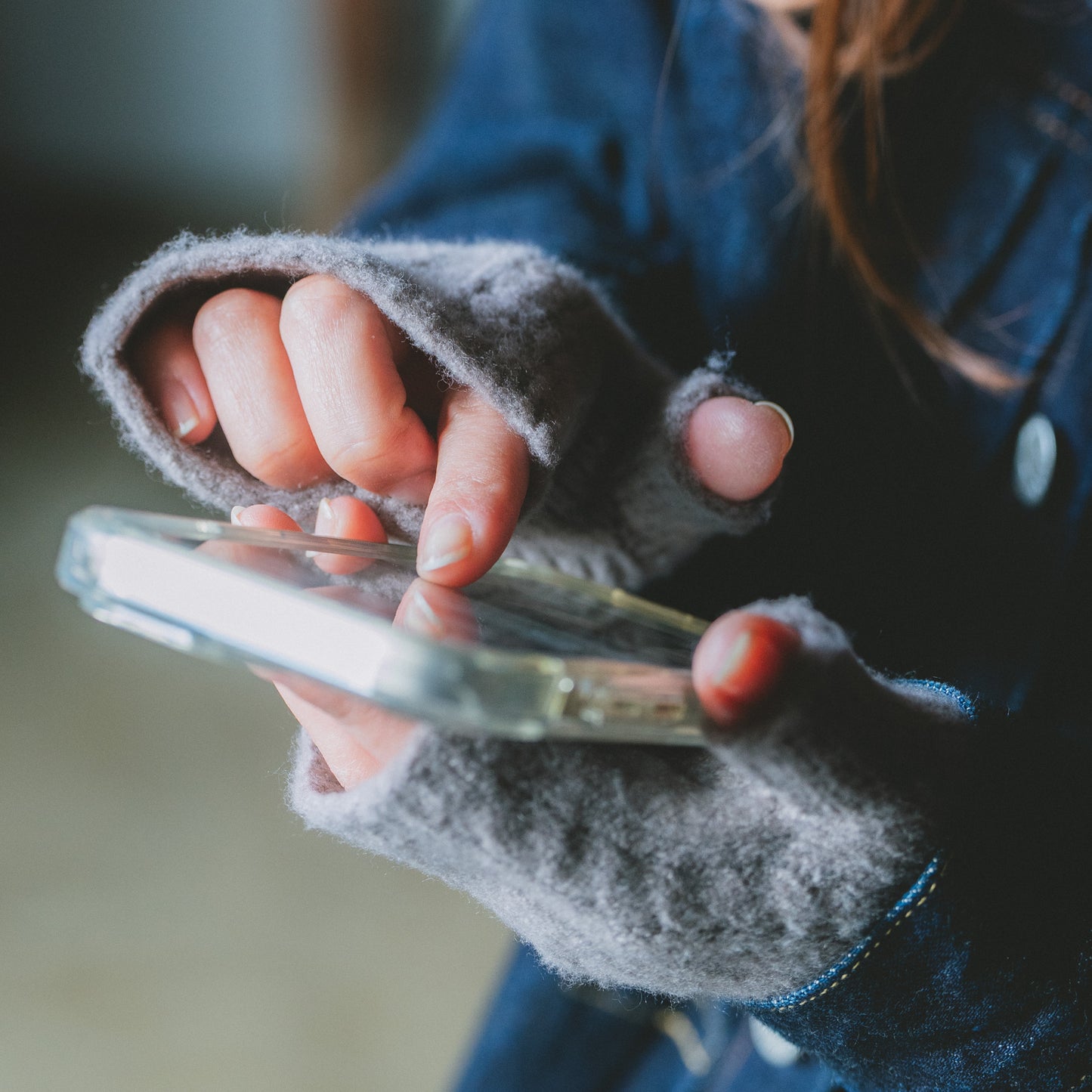 あったかデミグローブ フリーサイズ 杢ミント