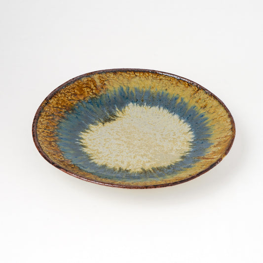 タタラ丸皿 約21cm 二彩 E