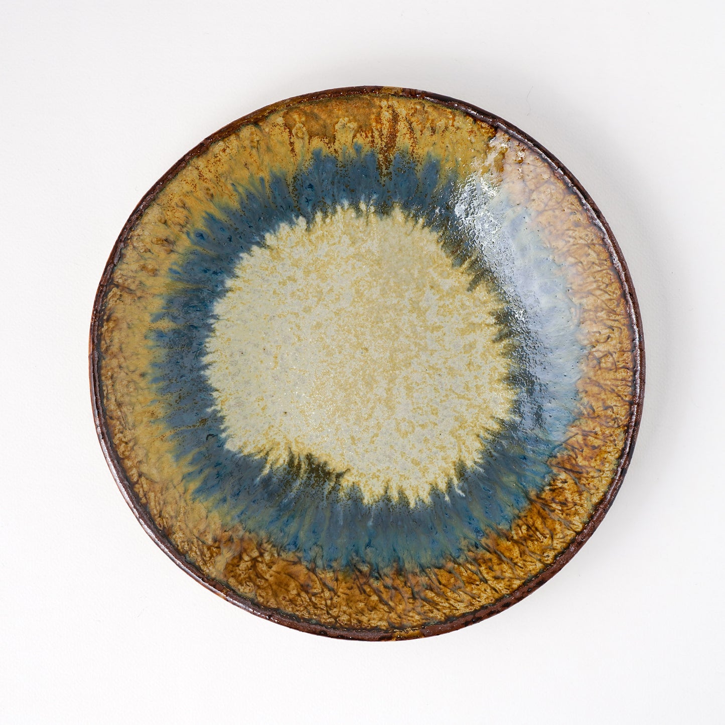 タタラ丸皿 約21cm 二彩 E