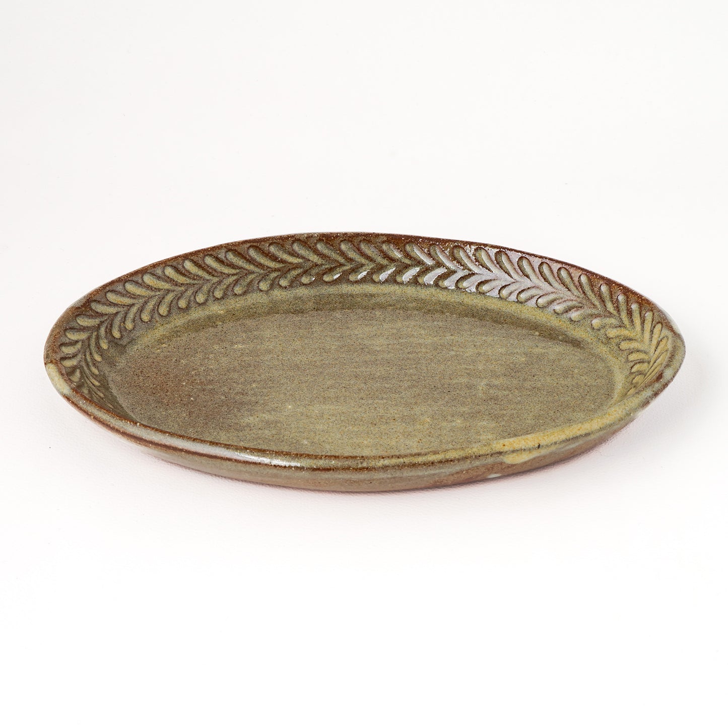 オーバルプレート 約17cm×約24cm 葉柄 F