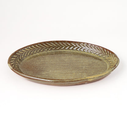 オーバルプレート 約17cm×約24cm 葉柄 F