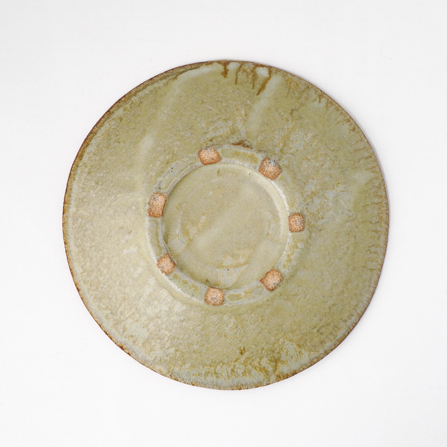 タタラ丸皿 約21cm 二彩 F