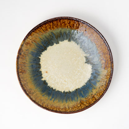 タタラ丸皿 約21cm 二彩 F