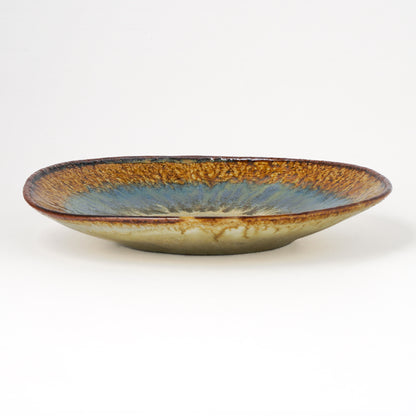 タタラ丸皿 約21cm 二彩 G