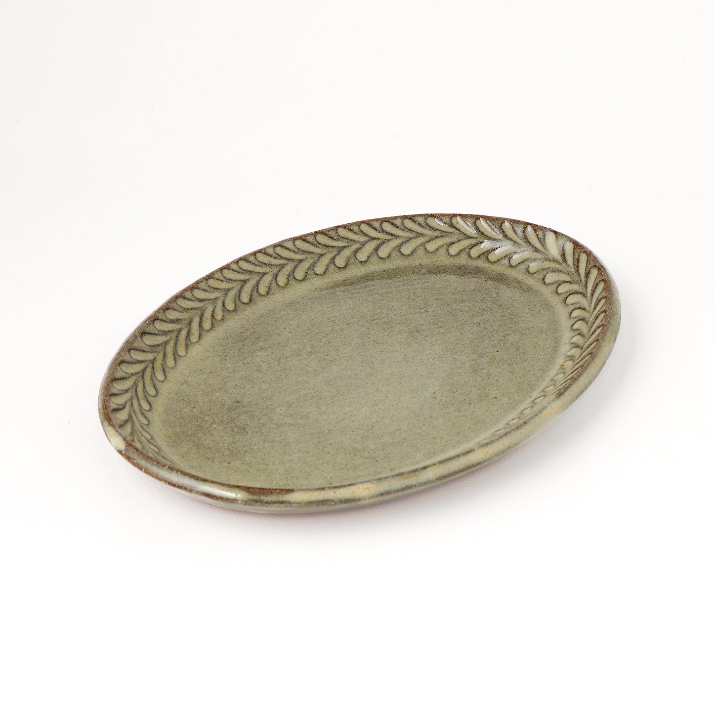 オーバルプレート 約17cm×約24cm 葉柄 G