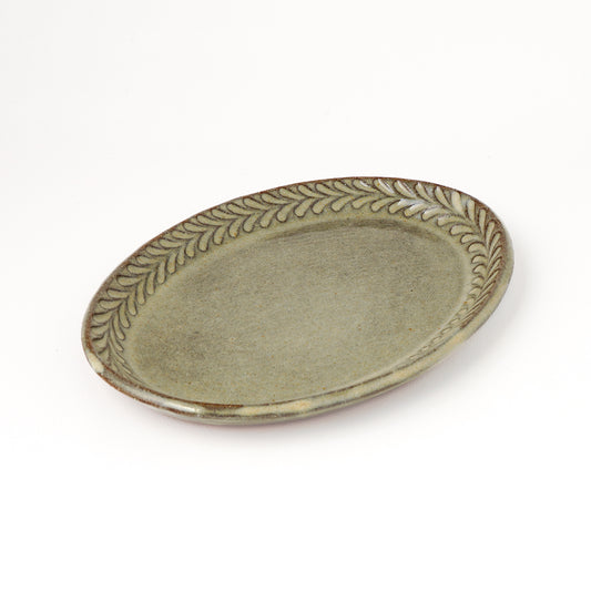 オーバルプレート 約17cm×約24cm 葉柄 G
