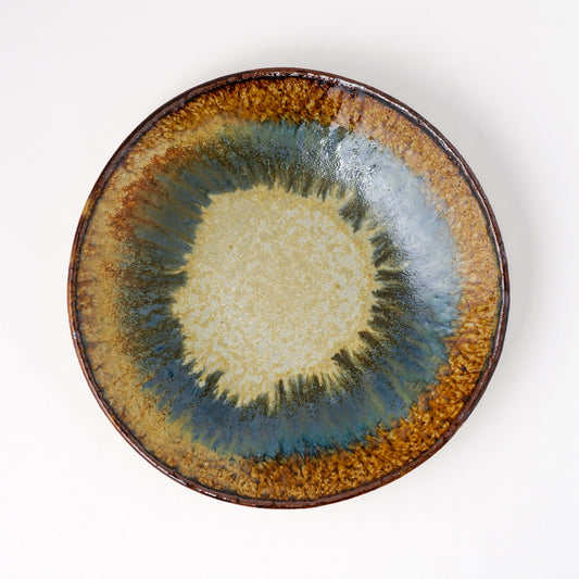 タタラ丸皿 約21cm 二彩 G