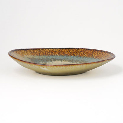 タタラ丸皿 約21cm 二彩 H