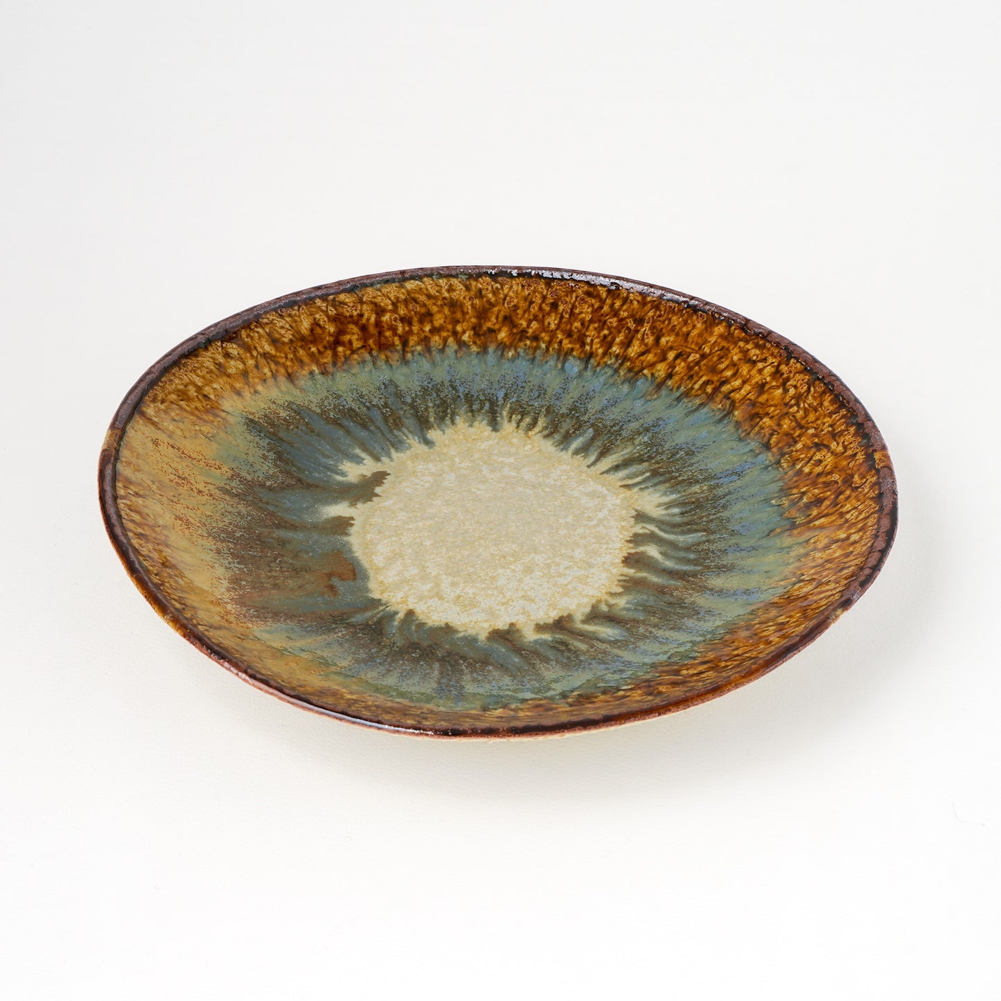 タタラ丸皿 約21cm 二彩 H