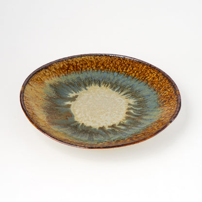 タタラ丸皿 約21cm 二彩 H