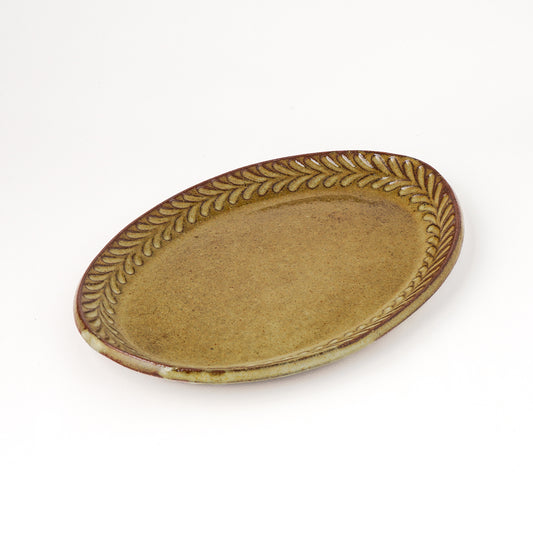 オーバルプレート 約17cm×約24cm 葉柄 H