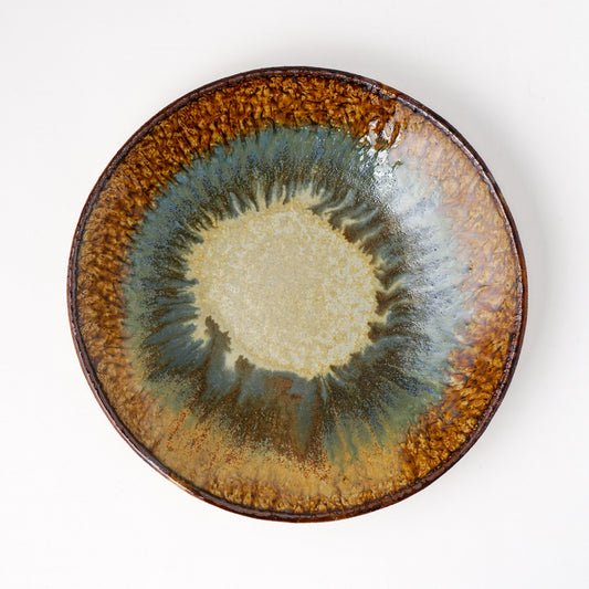 タタラ丸皿 約21cm 二彩 H