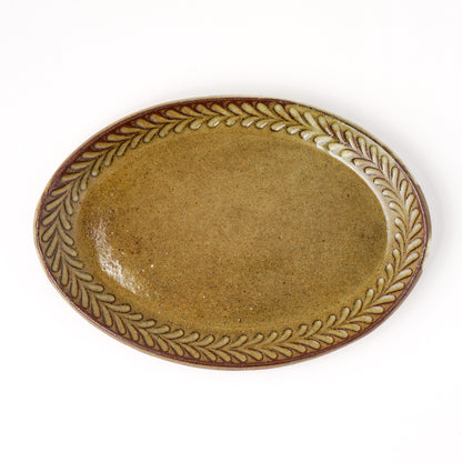 オーバルプレート 約17cm×約24cm 葉柄 H