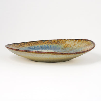 タタラ丸皿 約21cm 二彩 I