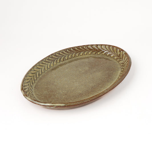 オーバルプレート 約17cm×約24cm 葉柄 I