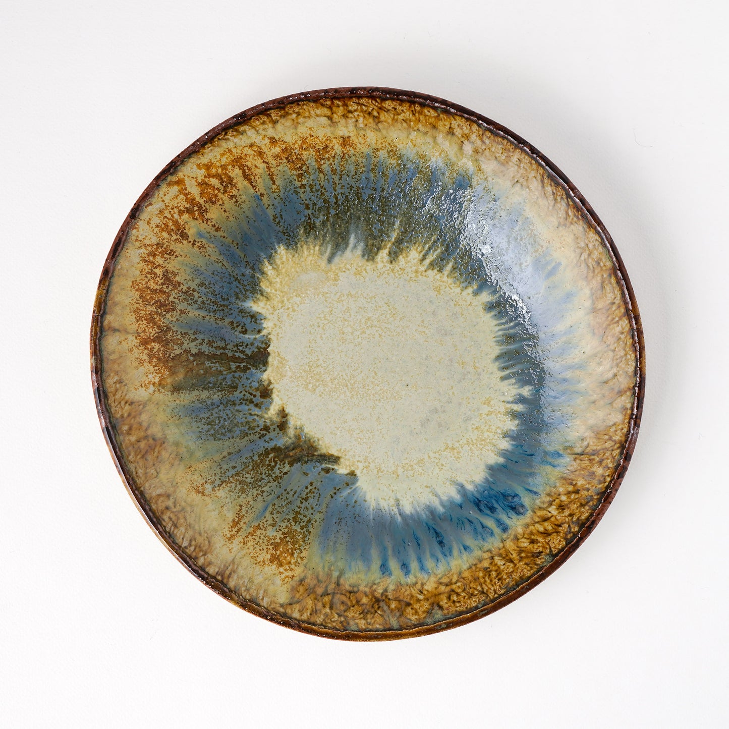 タタラ丸皿 約21cm 二彩 I