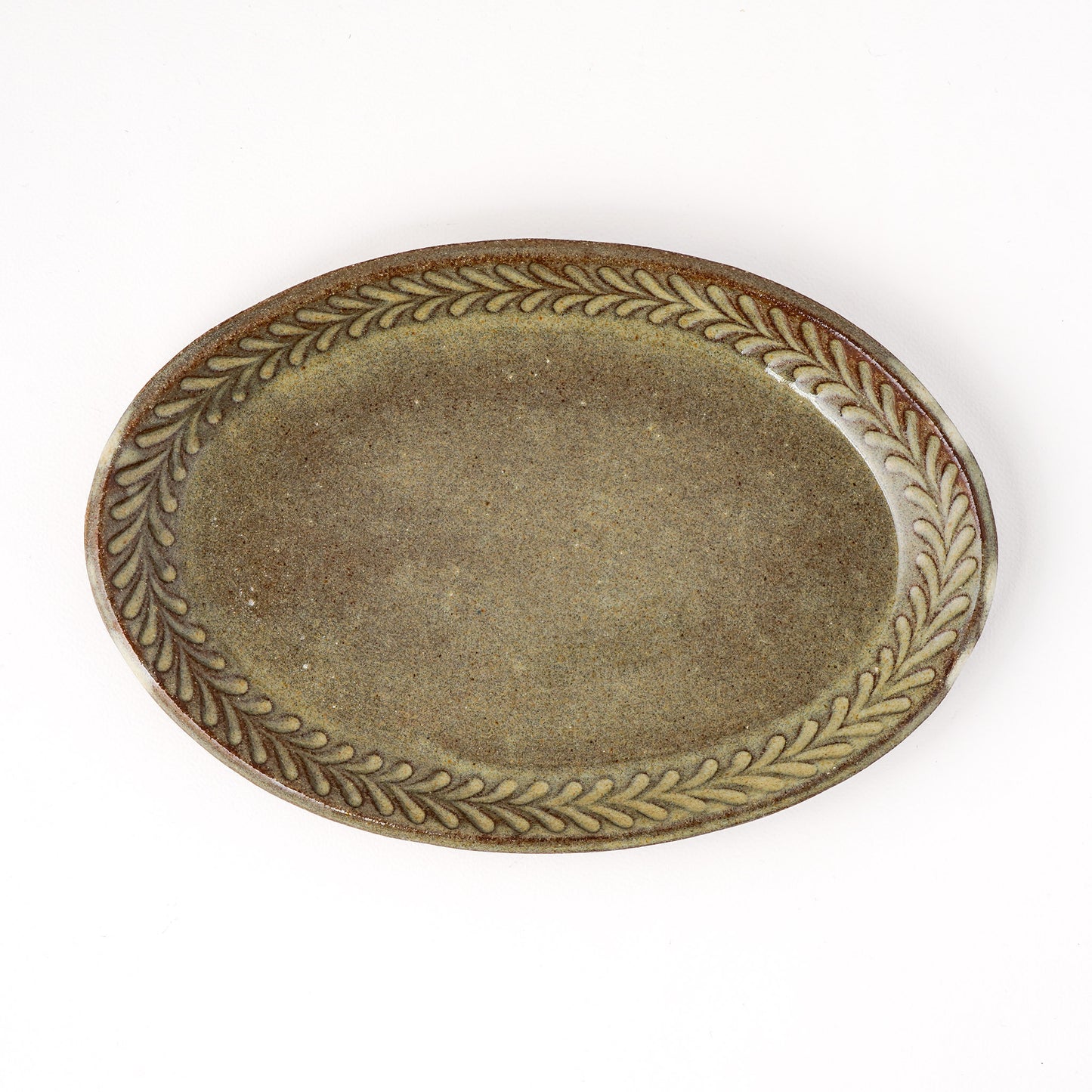 オーバルプレート 約17cm×約24cm 葉柄 I