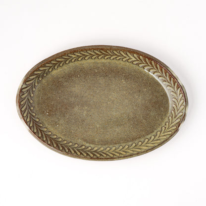 オーバルプレート 約17cm×約24cm 葉柄 I