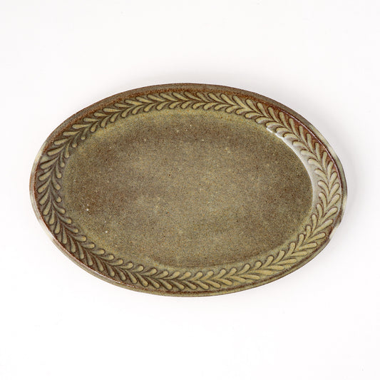 オーバルプレート 約17cm×約24cm 葉柄 I