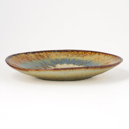 タタラ丸皿 約21cm 二彩 J