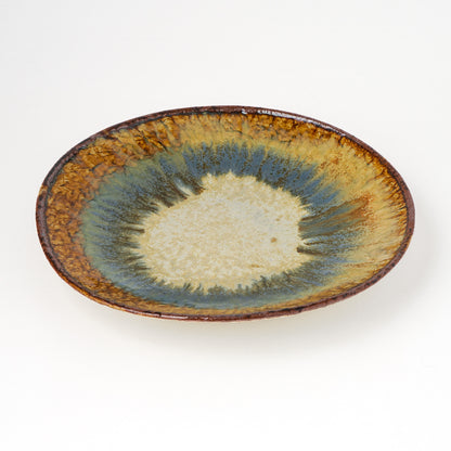 タタラ丸皿 約21cm 二彩 J