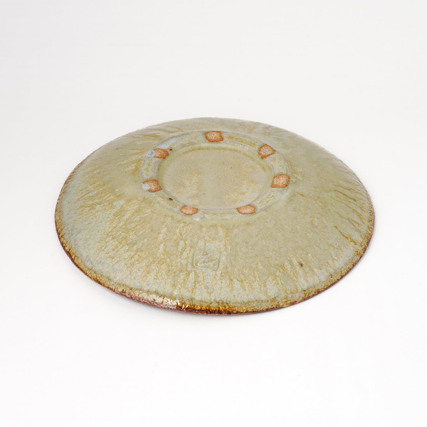 タタラ丸皿 約21cm 二彩 J